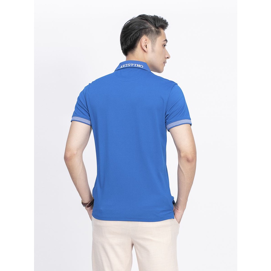 Áo thun polo nam Aristino APS082S9 phông ngắn tay có cổ bẻ dáng slim fit ôm nhẹ màu xanh biển vải Cupro cao cấp mềm mát