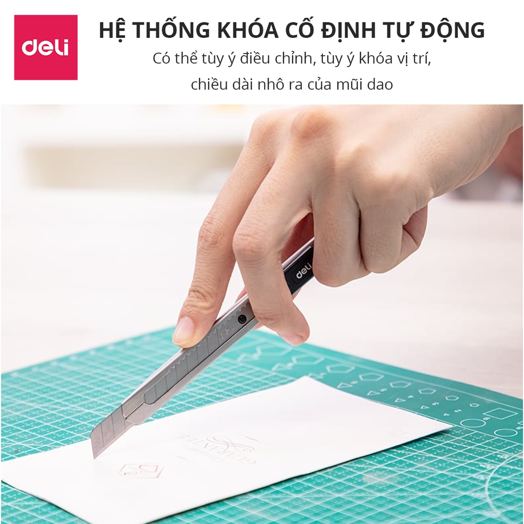 Dao rọc giấy Deli chất liệu kim loại với lưỡi thép SK5, 1 cái - 2058