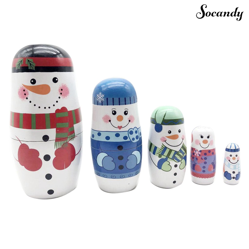 Búp Bê Gỗ 5 Lớp Hình Người Tuyết Matryoshka