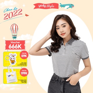 Áo phông polo YODY kẻ nữ Melange trẻ trung và vô cùng năng động - APN4172