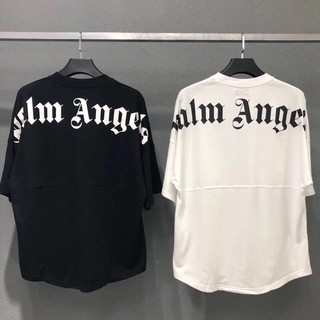 Áo phông trắng đen chữ PALMANGELS [FREESHIP] Áo unisex, áo thun nam nữ đen trắng from rộng, vải cotton xịn