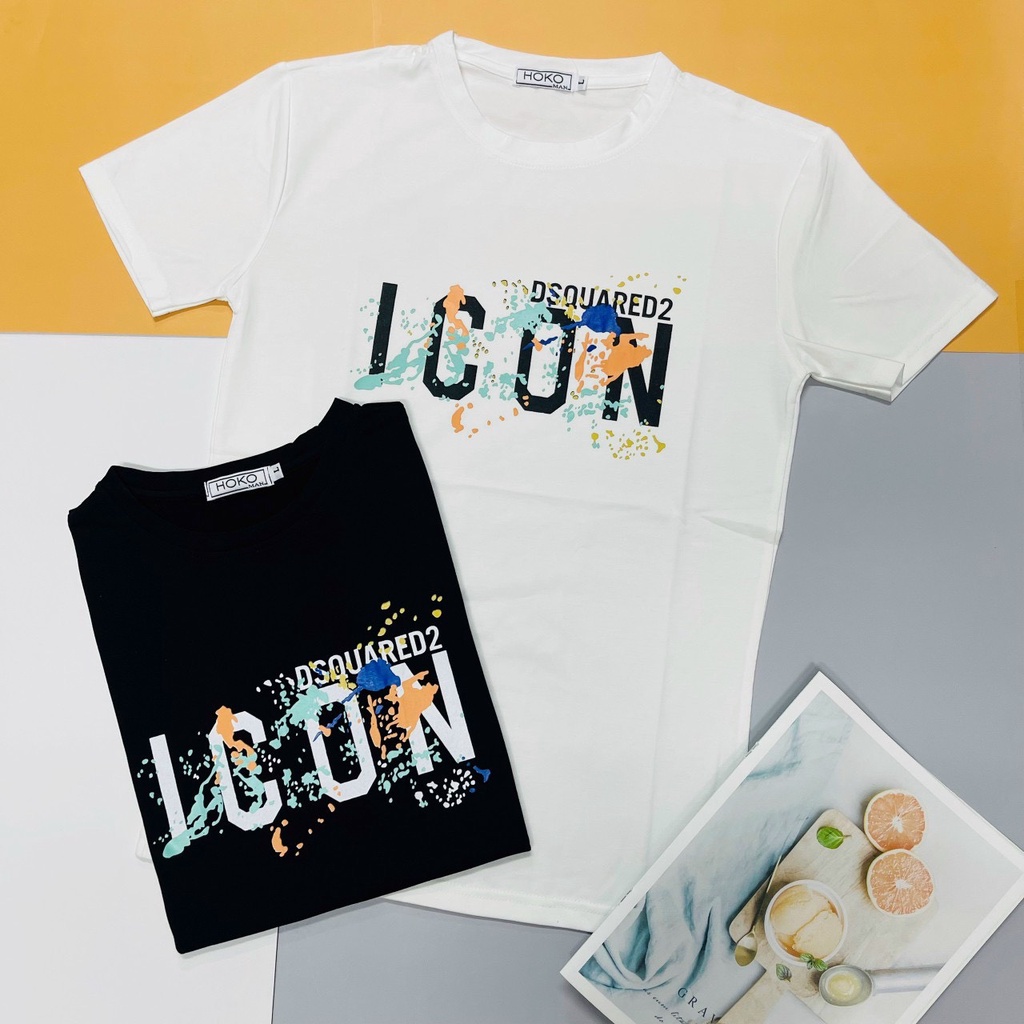 Áo thun nam cổ tròn vải cotton cao cấp in chữ "ICON" chuẩn from phong cách năng động dễ phối đồ SOHEO STORE