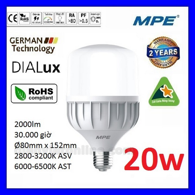 Bóng led bulb 20W cao cấp MPE ( tiêu chuẩn Châu Âu ) - Điện Việt