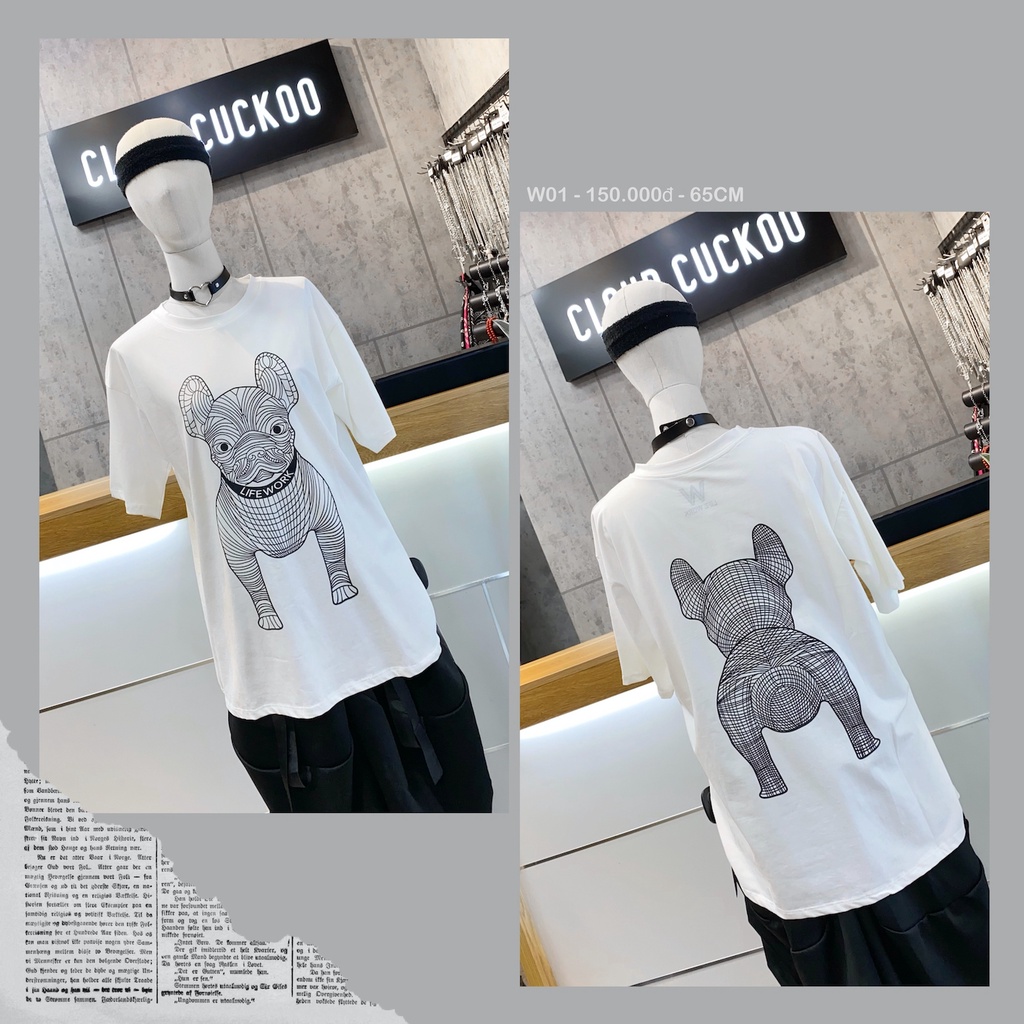 Áo Thun Unisex Hình Chó Bull Phong Cách Art - Mã Số: W01