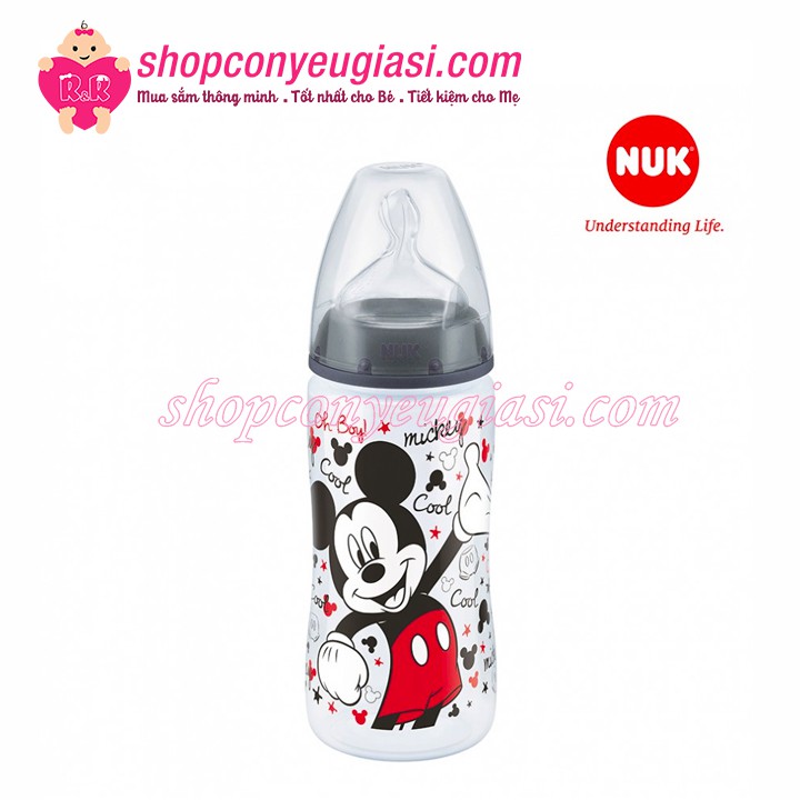 Bình Sữa Nuk Disney/Mickey 300ml (Núm Silicone, Nhựa PP) - Made in Germany