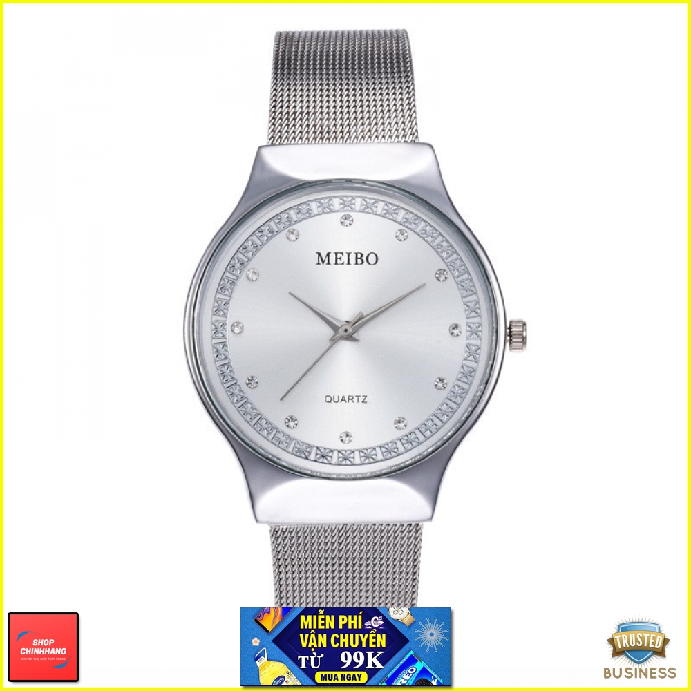 ĐỒNG HỒ NỮ MEIBO DÂY LƯỚI HỢP KIM MB01 MẶT ĐÍNH ĐÁ NHÂN TẠO AH441