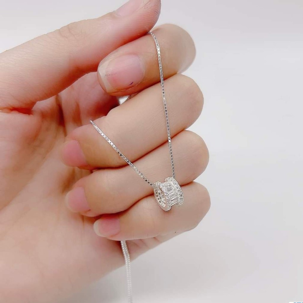 Dây chuyền bạc nữ DaLiA Jewelry viên đá lăn tròn, lấp lánh pha lê nạm đá xuất sắc tinh tế - DC101, có bán lẻ rời mặt