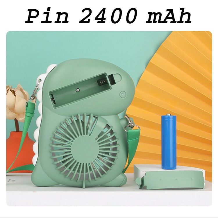 Quạt mini cầm tay Dino X25 pin sạc Tặng kèm dây đeo chéo,Có đèn Led | BigBuy360 - bigbuy360.vn