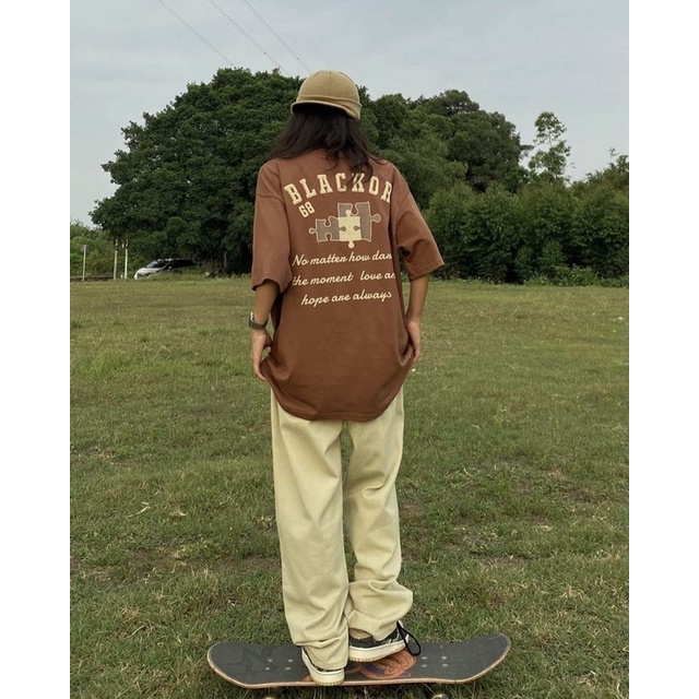 Áo thun phông logo tay nam nữ PINK tay lỡ form rộng BLACKOR Unisex