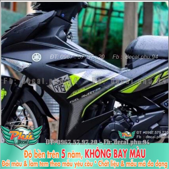 Tem rời Exciter 150 Y15ZR Đen nhám , phối xanh (X) -1