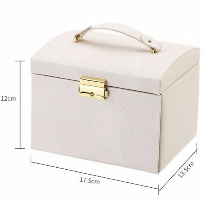 Hộp Đựng Trang Sức Cao Cấp Bọc Da PU 3 tầng Có Khóa chống trộm (size 17.5 x 13.5 x12cm)