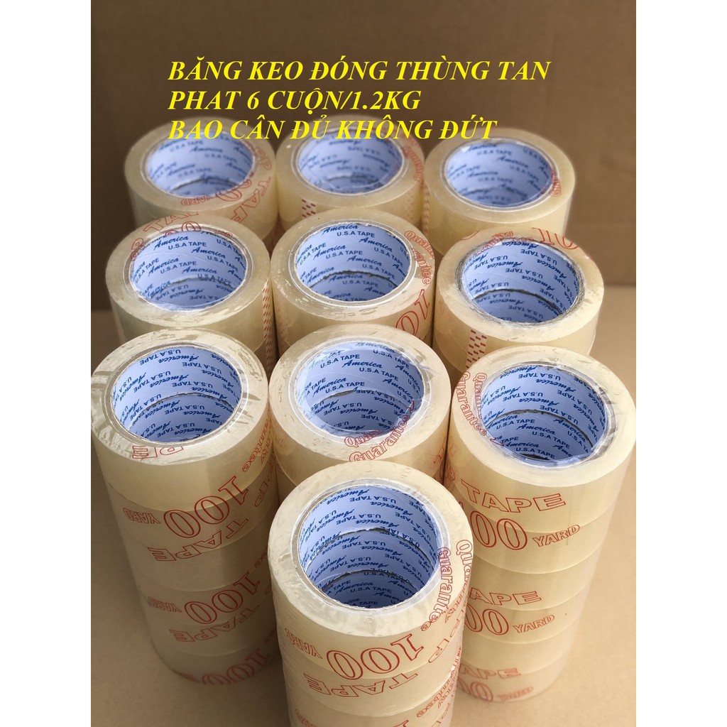 Băng keo trong, đục 5F 100Ya 1.2kg - 1 cây 6 cuộn