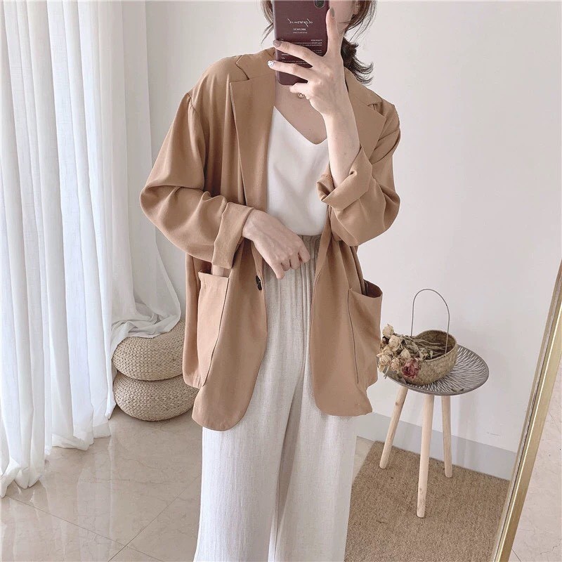 ÁO BLAZER TRƠN - ÁO VEST 1 CÚC BASIC