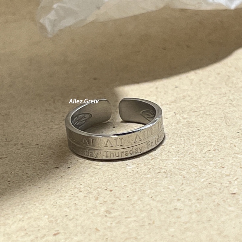 Nhẫn Thép Titan Khắc Chữ Số La Mã Sáng Tạo Thời Trang