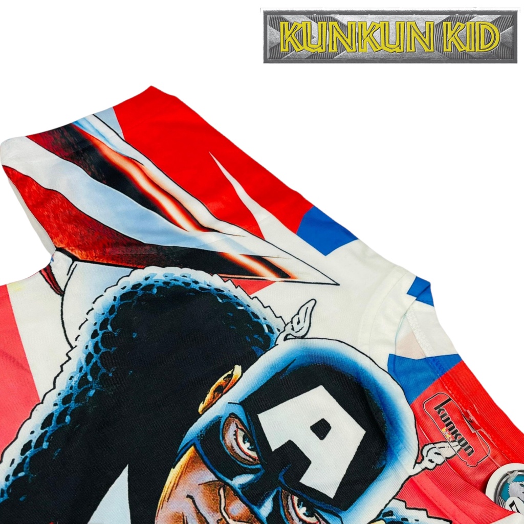 Quần áo trẻ em in 3d tay ngắn captain america size đại 10-60kg Kunkun TP650 thun lạnh co giãn 4 chiều
