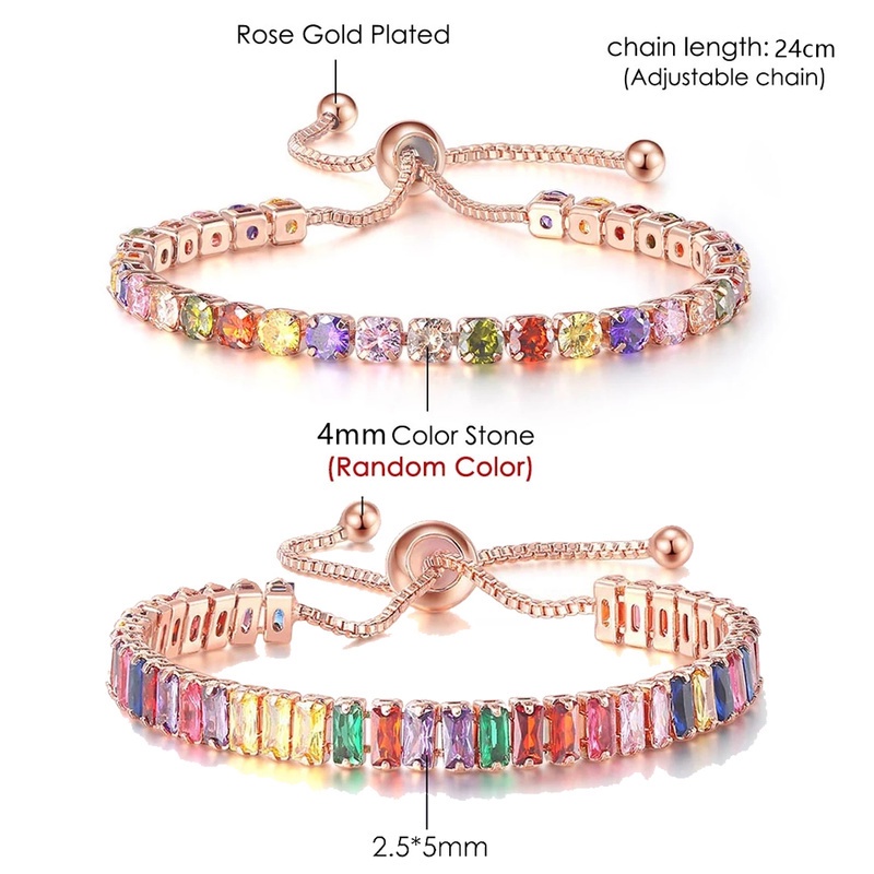 Vòng Tay Đính Đá Zircon Nhiều Màu Tùy Chỉnh Phong Cách Bohemian Thời Trang Cho Nữ
