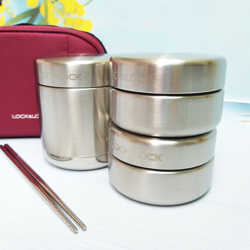 Bộ hộp cơm giữ nhiệt Lock&amp;Lock thép không gỉ LHC8015