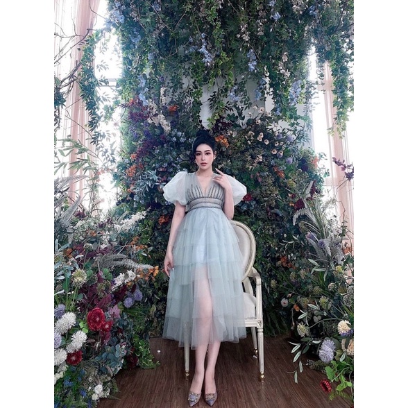 MS1223V ĐẦM XOÈ TẦNG ĐÍNH CƯỜM full S/M/L/XL