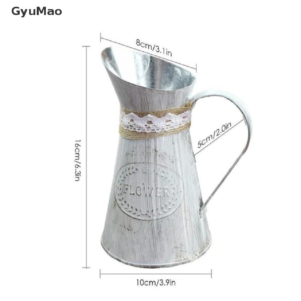[cxGYMO] Vintage Tin Bucket Fashionable Iron Flower Vase Retro Metal Jugs for Home Office  HDY