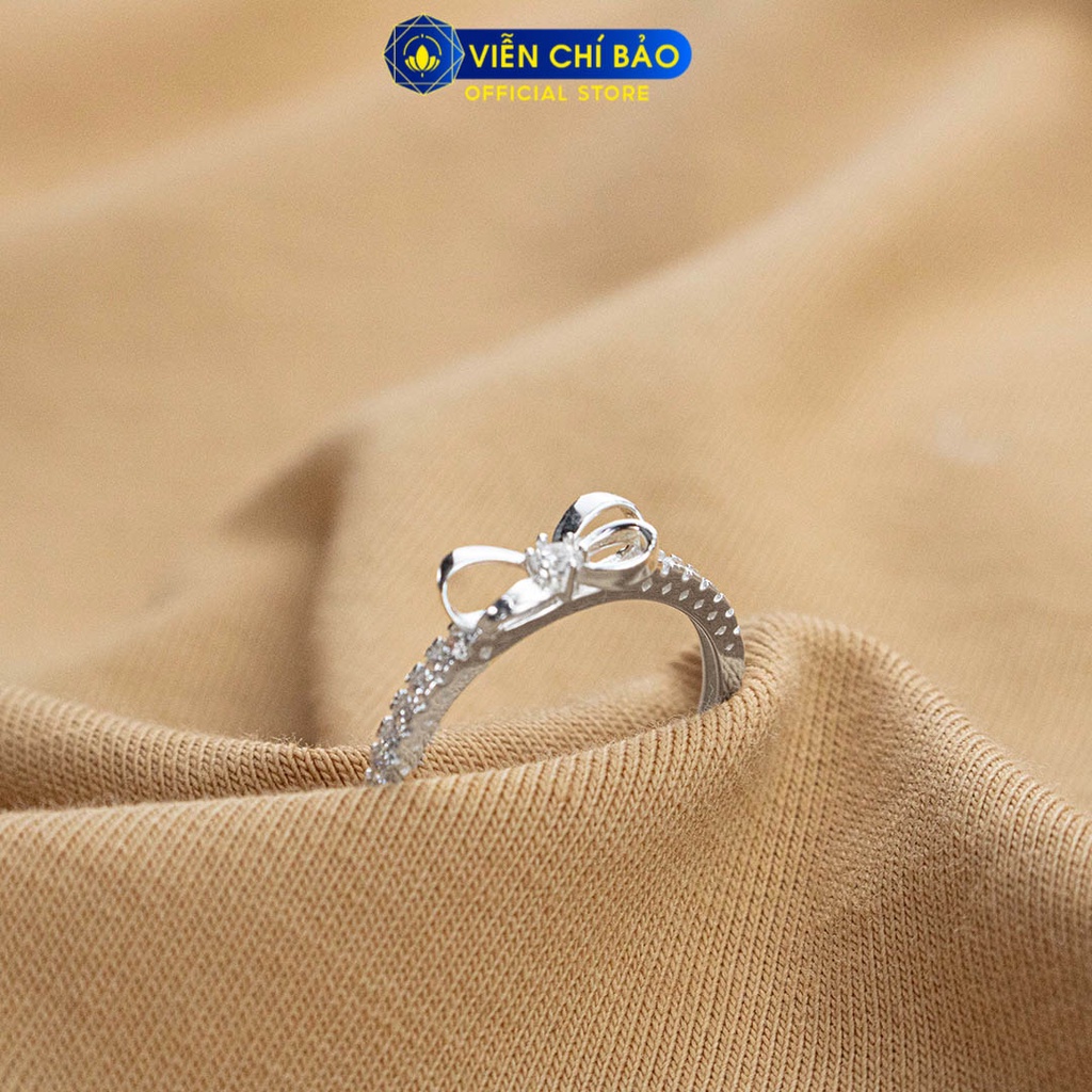 Nhẫn bạc nữ hình nơ viền đá chất liệu bạc 925 thời trang phụ kiện trang sức Viễn Chí Bảo N400876