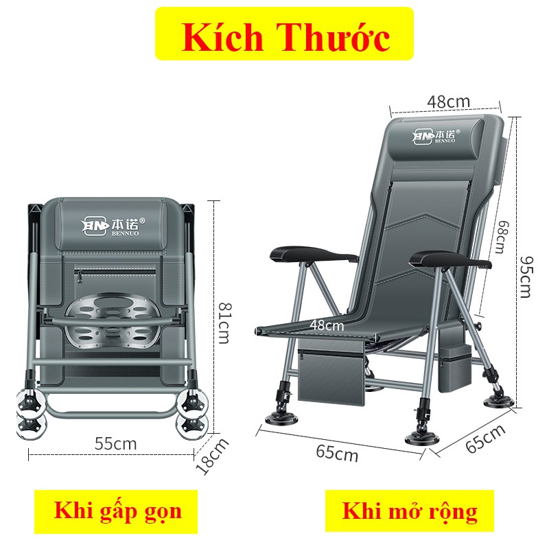 Ghế săn hàng câu đài Bennuo có thể gấp gọn, dễ dàng điều chỉnh tư thế xử lí mọi địa hình KK-29