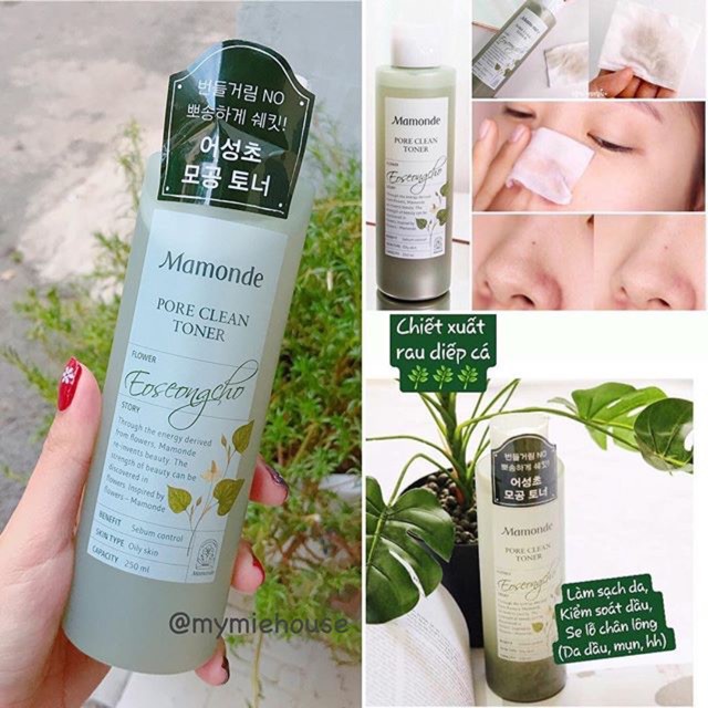 Nước hoa hồng diếp cá Mamonde Pore Clean Toner 250ml