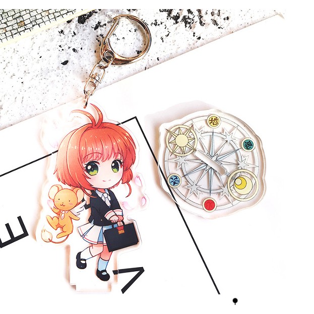 Standee kèm móc khóa mica Sakura Card Captor - Thủ lĩnh thẻ bài - Yue - yukito - touya - Tomoya - Sakura - Syaoran