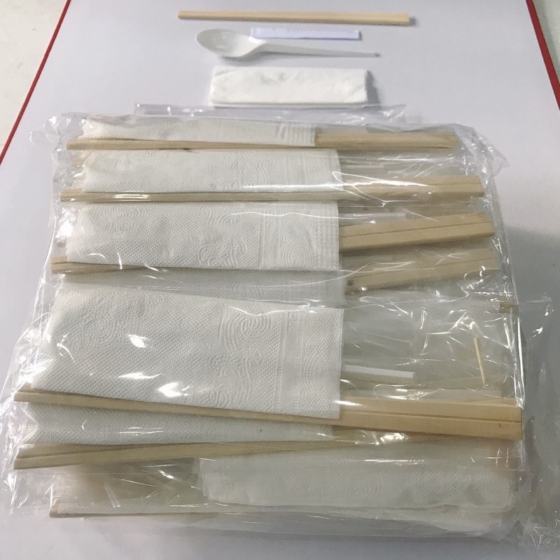 Set 100 Bộ Đũa - Thìa - Tăm - Giấy dùng một lần cho đồ mang đi