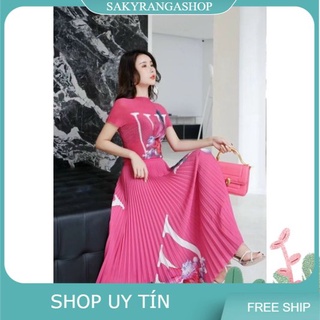 Đầm dập ly hoạ tiết cao cấp