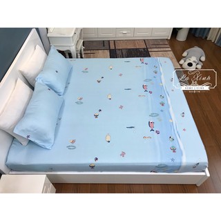 Bộ Ga Gối Lụa Tencel Biển xanh  ( Ảnh thật 100%)