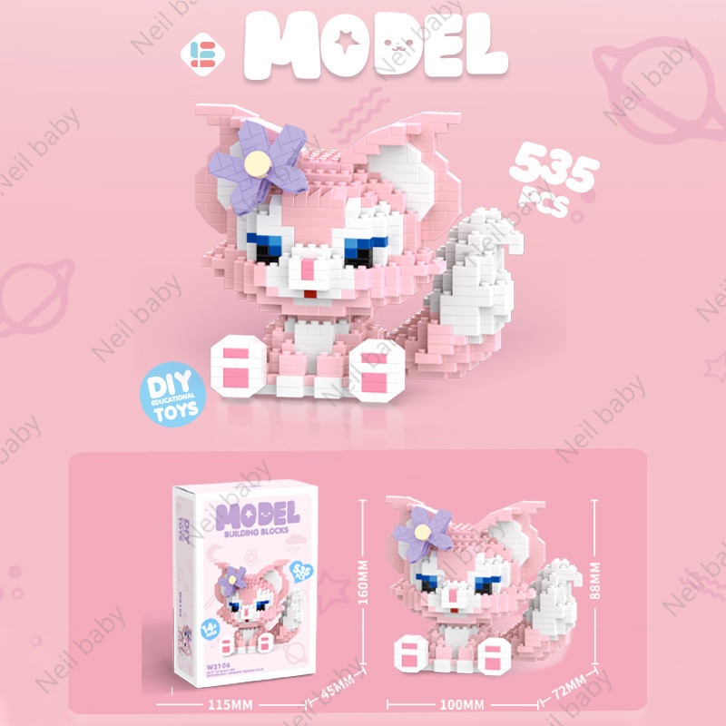 Khối xây dựng Disney-Bộ mô hình lắp ráp-Động vật hoạt hình dễ thương-Hiệu ứng 3D-Lina Belle-Đèn nghiền-Đồ chơi phát triển trí tuệ-Đồ chơi thông minh cho bé-Cô gái-Câu đố gạch-Gấu-Mô hình lắp ráp-Quà tặng thủ công