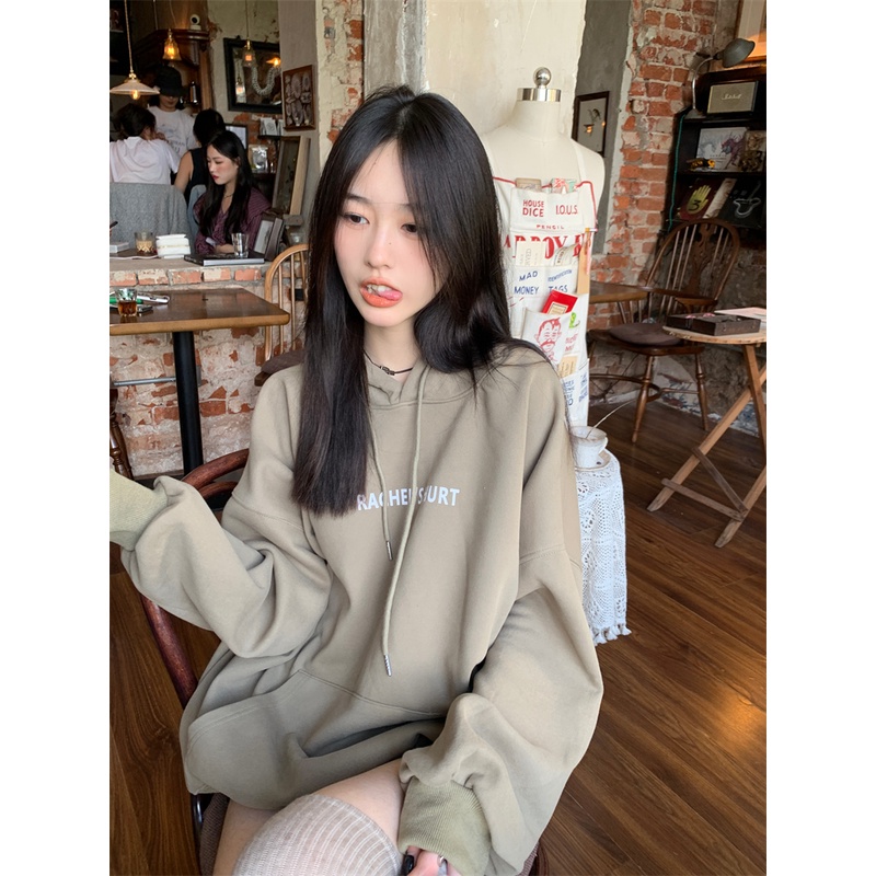 Áo hoodie tay dài có mũ trùm đầu phong cách Hàn Quốc thời trang mới dành cho nữ