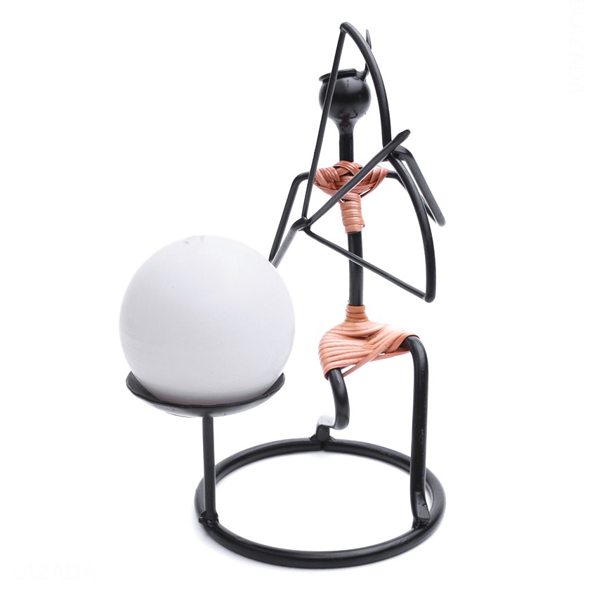Combo 1 chân đế nến mỹ thuật hình xạ thủ Eden Candle EDC-N020 + 1 nến thơm banh tròn D7 MIC4541 7 cm (Trắng)