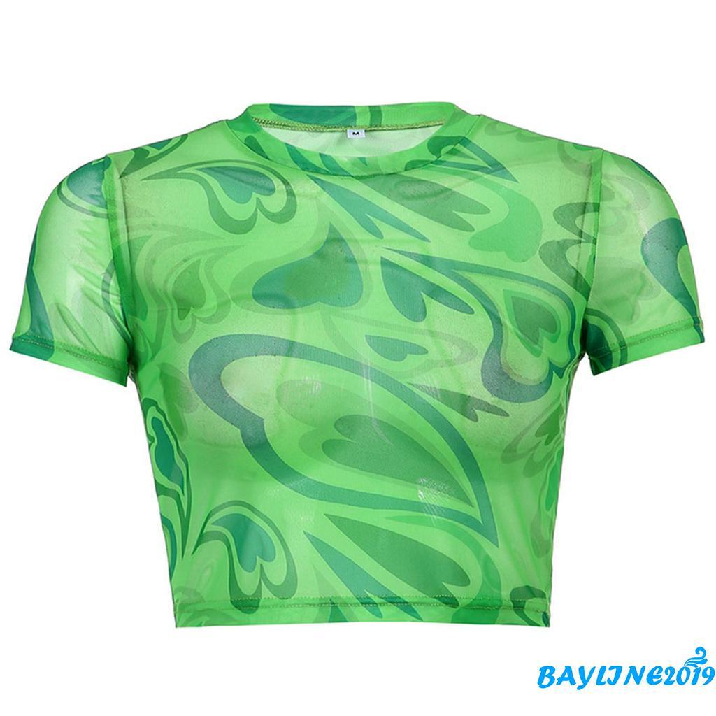 Áo thun ngắn tay in họa tiết trái tim thời trang cho nữ