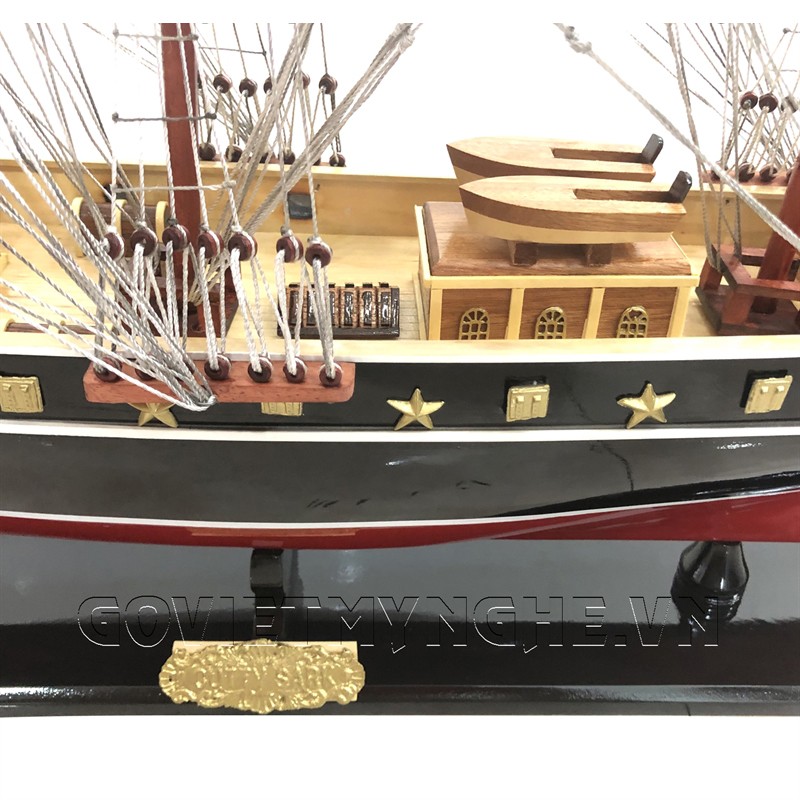 Mô Hình Thuyền Gỗ Chở Hàng Cutty Sark - Thân 80cm - Sơn Đỏ/Đen