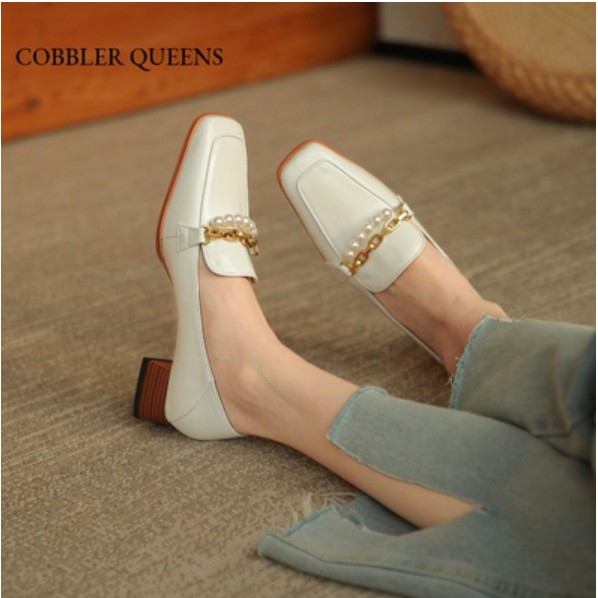 Giày lười mũi vuông cao gót cao cấp đính hạt sang chảnh phong cách châu âu trẻ trung hiện đại. Hàng quảng châu GCC1076