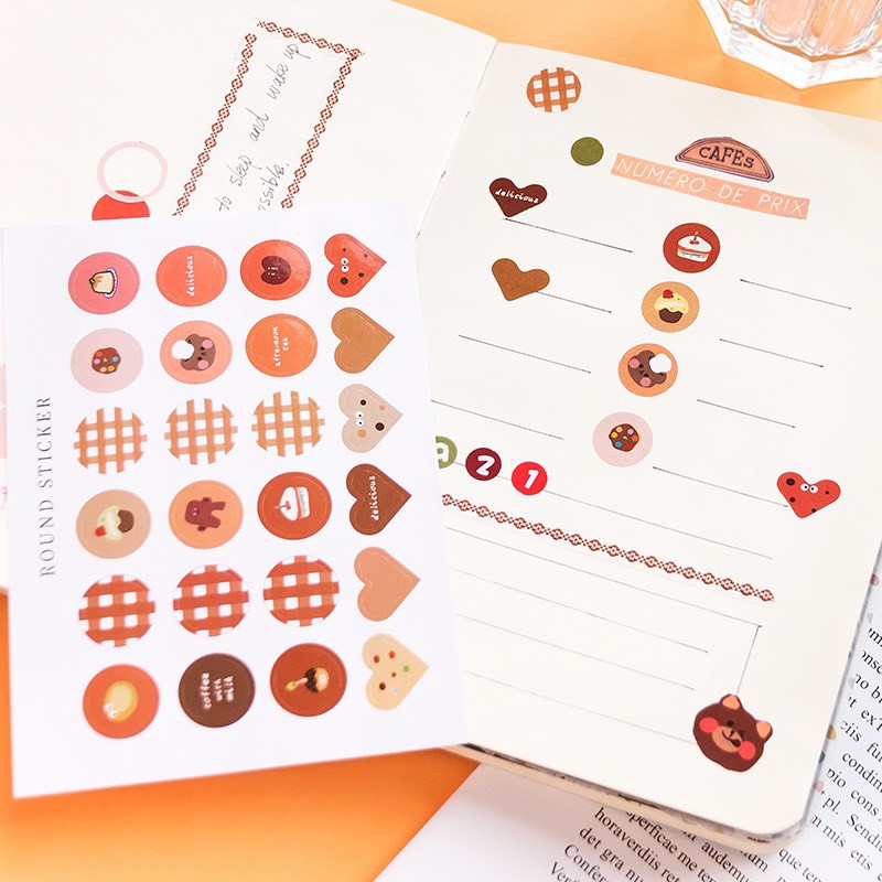 TẤM STICKER CHẤM TRÒN DOT MÀU SẮC VÀ HỌA TIẾT ĐỘNG VẬT (ảnh thật) - sticker dán postcard - Tiệm nhà Chun