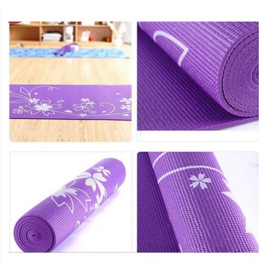 Thảm tập Gym &amp; Yoga có hoa văn kích thước 1m75 x 61cm x 5mm (Có túi đựng kèm)