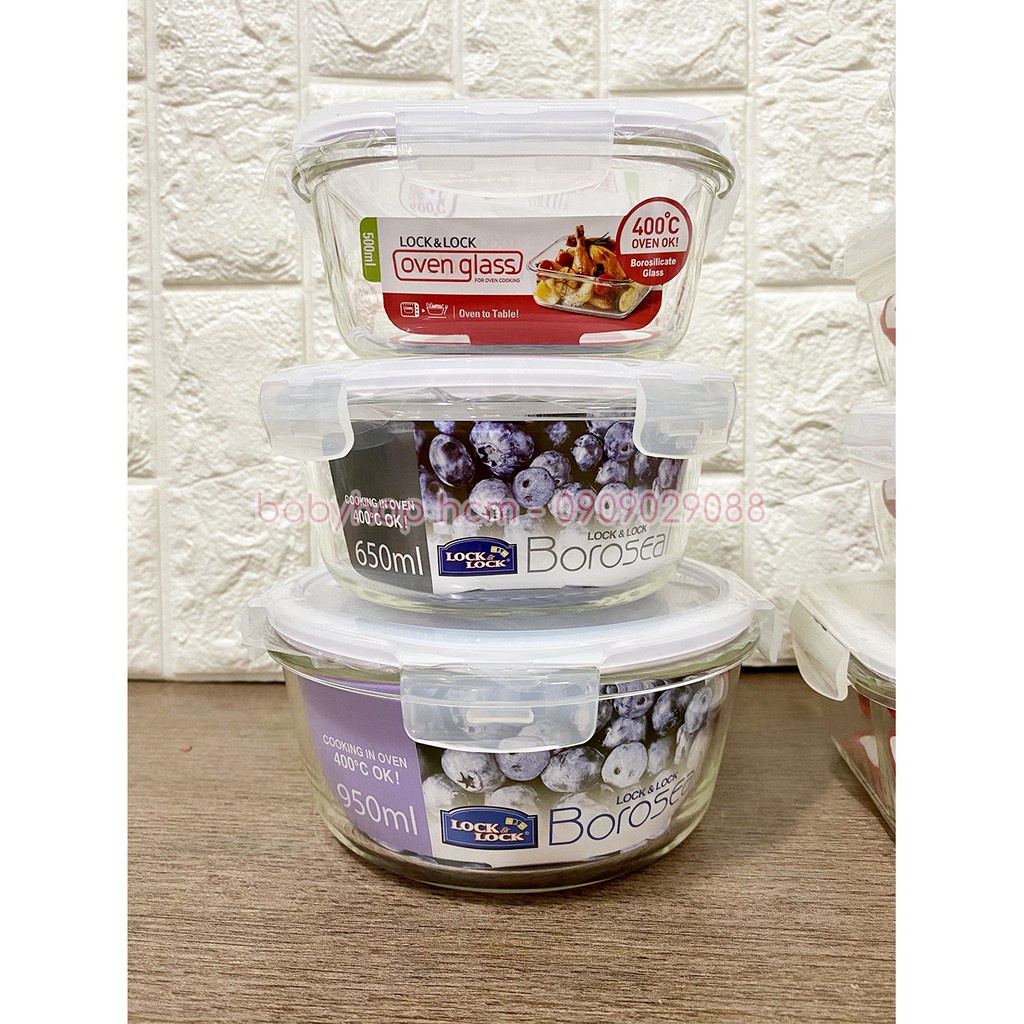 Hộp thủy tinh chịu nhiệt có nắp gập Lock&Lock LLG827 LLG831 LLG861 LLG214 LLG422 Size 380ml-1L-BABYHOPSG