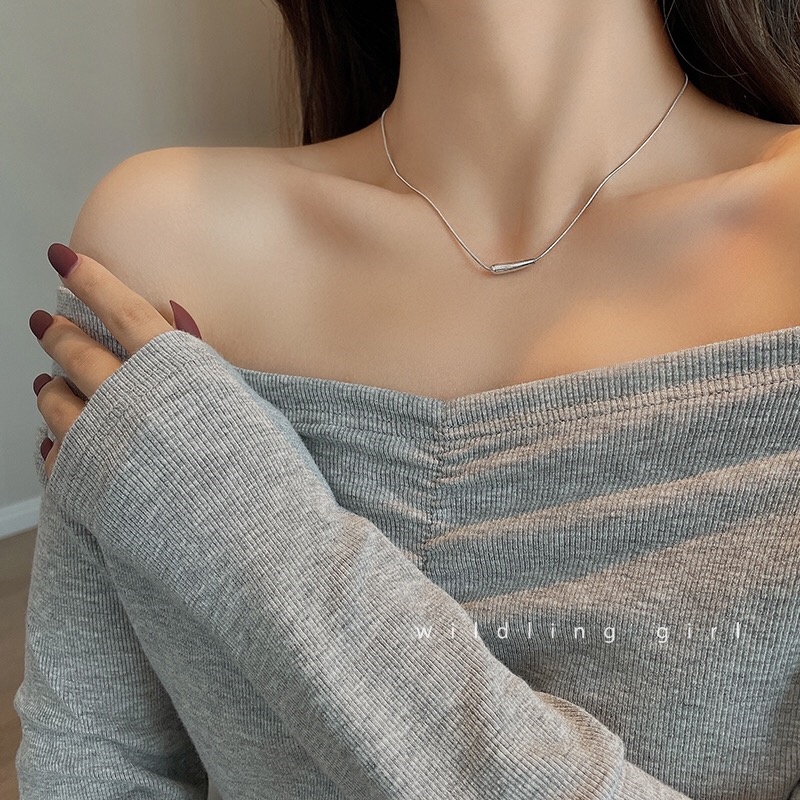 Dây Chuyền Bằng Thép Titan Thiết Kế Đơn Giản Phong Cách Mới Cho Nữ F427