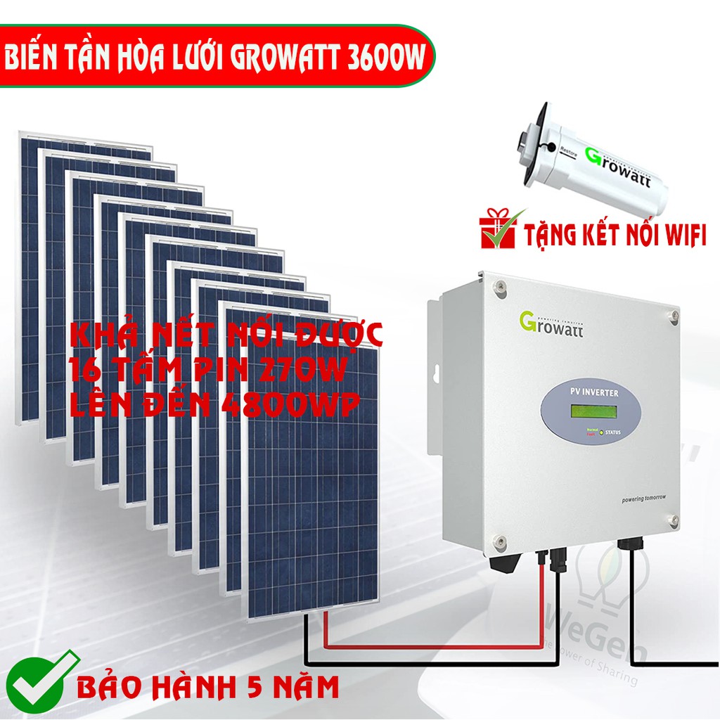 [Chuẩn Sin] Inverter Hòa Lưới Growatt 3.6kW 220V - hòa lưới pin năng lượng mặt trời MPPT