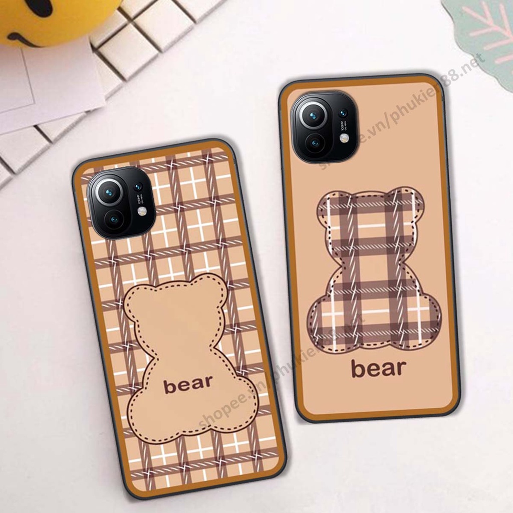 Ốp lưng Xiaomi Mi 11 / Mi 11T / Mi 11 Lite ốp điện thoại LineBear, bé tóc xù, hoa siêu đẹp