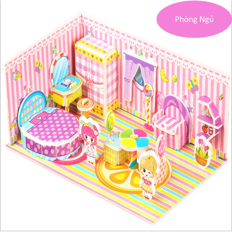 Đồ chơi mô hình 3D Nhà Búp Bê - 3 bộ