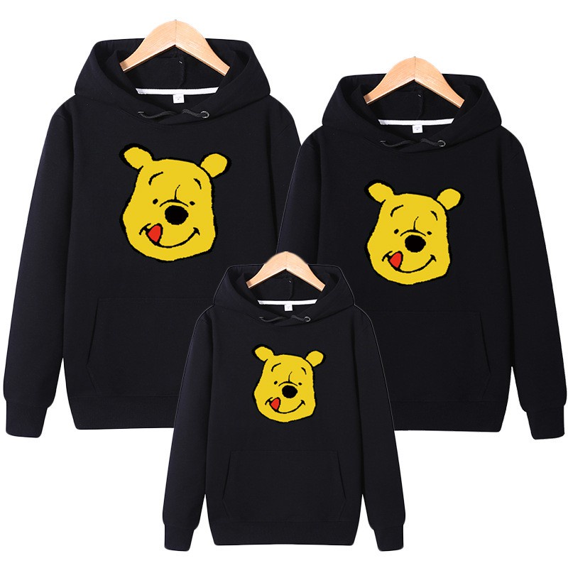 Áo Hoodie Gia Đình Familylove - Áo Hoodie Nón/túi Gấu Pooh Dễ Thương Chất Liệu Nỉ Da Cá Cao Cấp