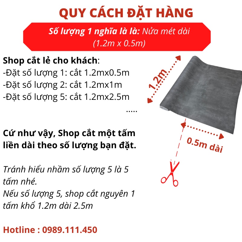 Giấy dán tường giả xi măng decal giấy dày giả bê tông dán bếp trang trí decor bền đẹp