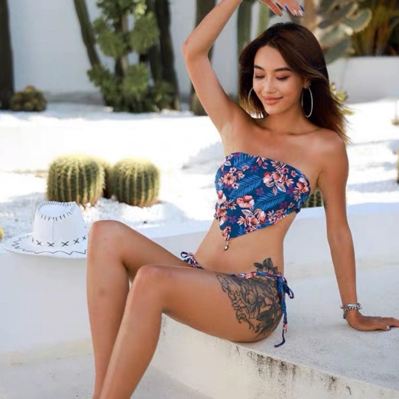 B76594 - Bikini 2 Mảnh Dáng Yếm Hoạ Tiết Hoa Nhiệt Đới Siêu Xinh - Đồ Bơi Sexy