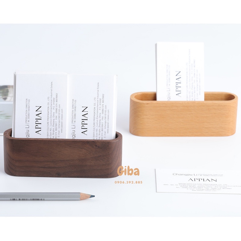 Hộp đựng danh thiếp name card bằng gỗ - Name Card Case Storage Box - GIBA