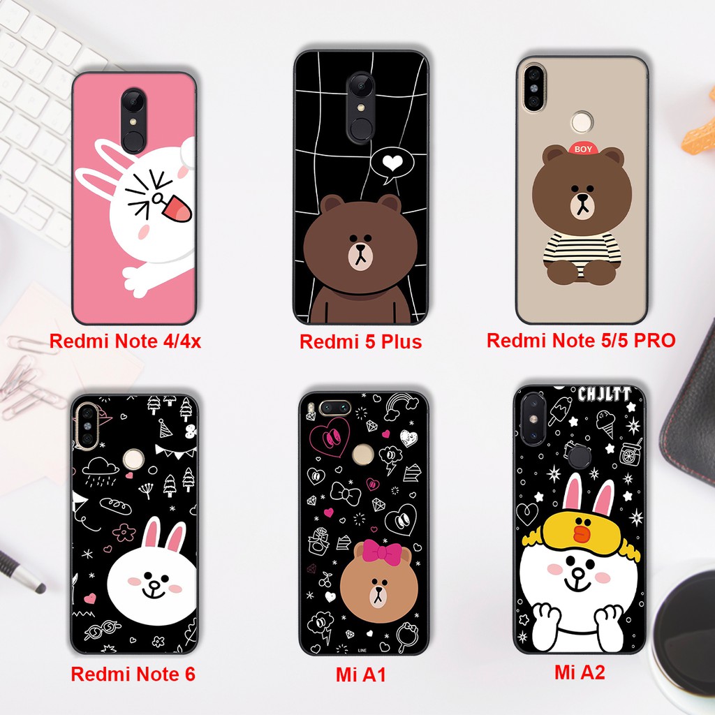 Ốp XIAOMI in hình GẤU BROWN DỄ THƯƠNG cho máy XIAOMI Redmi Noten 4/4x-Redmi 5 Plus-Mi Note 5/5 Pro/6-Mi A1/A2