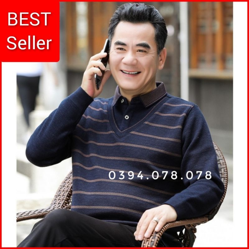 - Áo len phối sơ mi trong lót nỉ cho bố