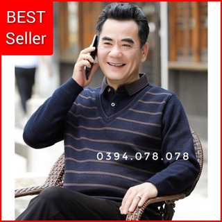 [ Hàng mới về 13/1] - Áo len phối sơ mi trong lót nỉ cho bố ( Quảng Châu)